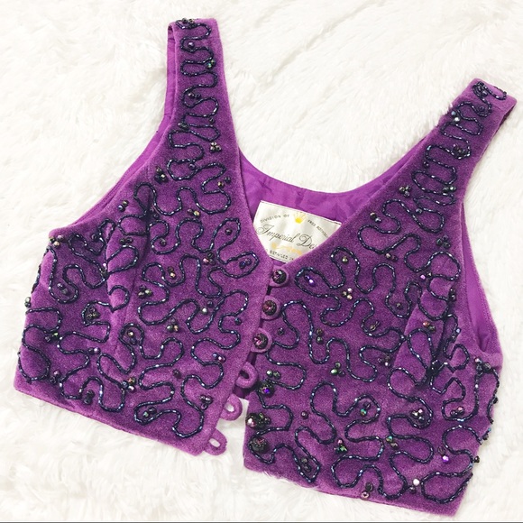 Vintage Jackets & Blazers - Vintage Fred Rothschild purple beaded vest